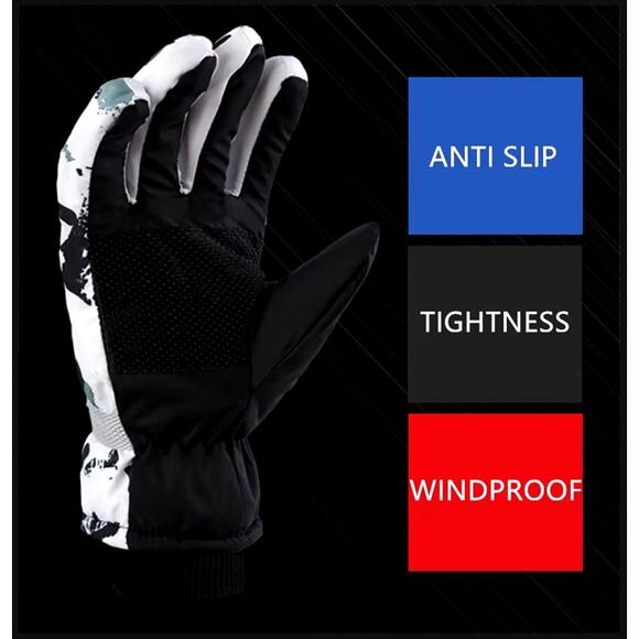 Winter Snowboard Ski Gloves Unisex PU Leather Non-slip Touch Screen Mittens Warm - Picture 4 of 9